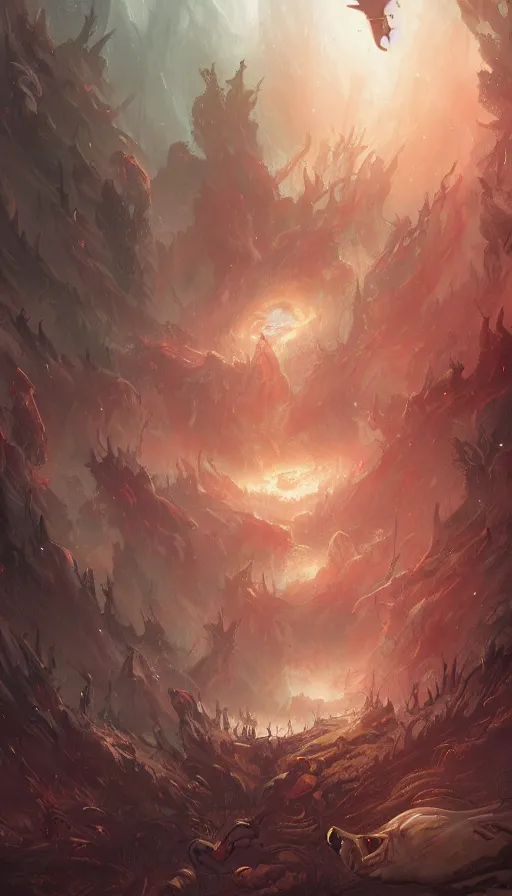 Image similar to a storm vortex made of many demonic eyes and teeth over a forest, by ross tran