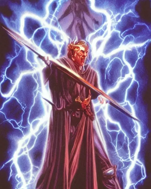 Image similar to hades, lightning, airbrush, drew struzan illustration art, key art, movie poster