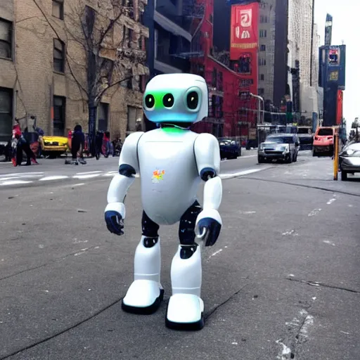 Prompt: I Robot robots in the streets of New York City