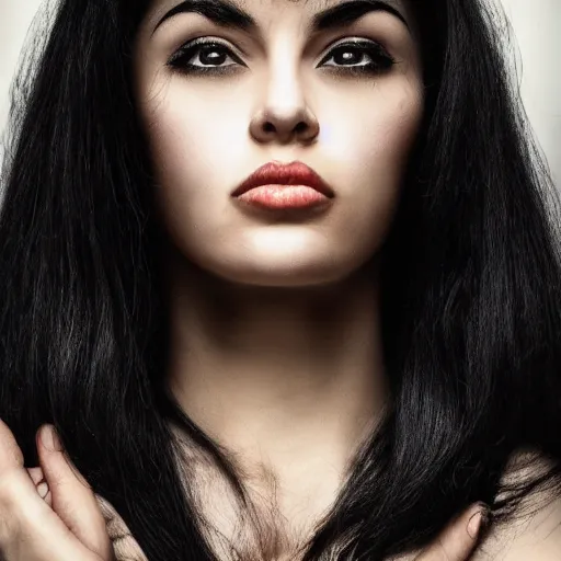 Prompt: an amazing award winning portrait photo of a woman with black long hair, cinematic masterpiece