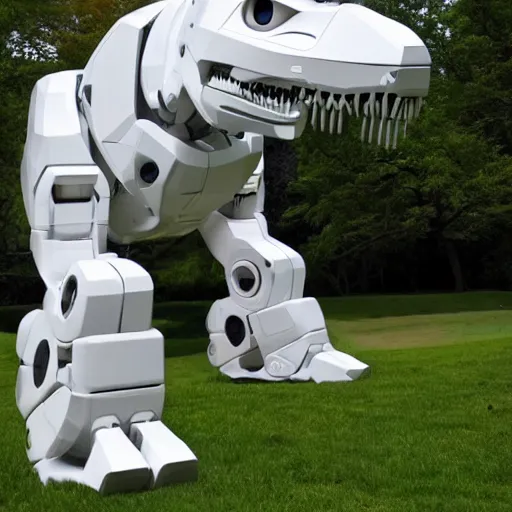 Image similar to white robot tyrannosaurus rex designed by apple