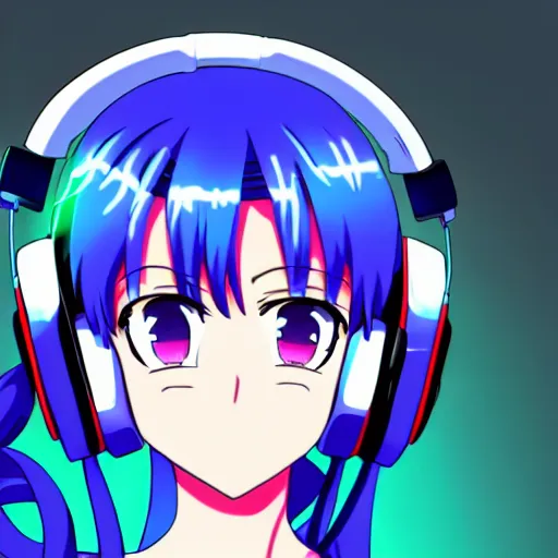 Prompt: An anime character's head wearing retro headphones. 90s anime, Sailor Moon, Neon Genesis, official art, flat cell shading, fantastic screenshot art, trending on artstation