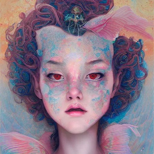 Image similar to thick oil painting of an ethereal princess by james jean