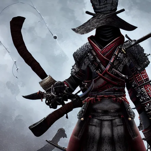 Image similar to Male Samurai Pirate, hd, intricate, bloodborne, 8k, digital art