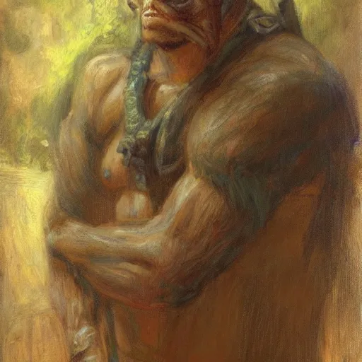 Prompt: Gaston Bussiere portrait of the Grunt from Amnesia: The Dark Descent