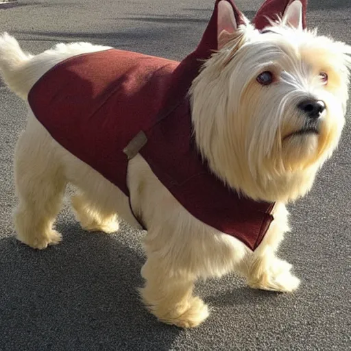 Prompt: “ iron bark, the superhero west highland terrier ”