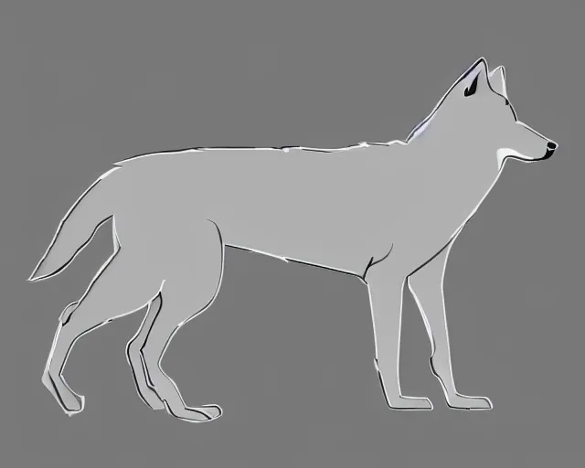 Image similar to professional digital art of a full-body outline of a wolf, very simple, minimalist, no color, high quality, HD, 8K,