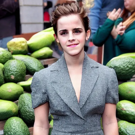 Image similar to emma watson as an avocado