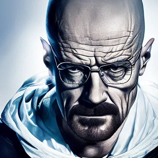 Prompt: Walter White as Venom (2018), 4k, insanely detailed, half face symbiote half face human