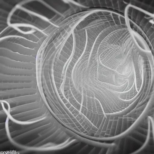 Image similar to clouded origins ( rca umbilical tendrils ), in the style of hiroya oku and riyoko ikeda and stanley kubrick, black and white, photorealistic, epic, super technical, 3 d render