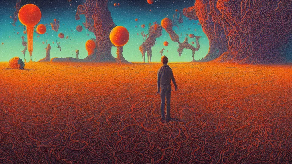 Image similar to lost in the other side of nowhere, digital painting. dreaming latent space. casey weldon. digital render. dan mumford. surrealism. tim white. retro. bruce pennington.