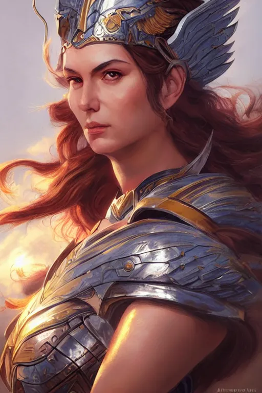 Image similar to amazon valkyrie athena, d & d, fantasy, portrait, highly detailed, headshot, digital painting, trending on artstation, concept art, sharp focus, illustration, art by artgerm and greg rutkowski and magali villeneuve