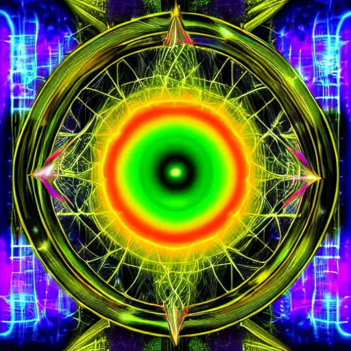 Image similar to Chaos magician programming an ethereal construct from the solar plexus in the ethereal plane digital art