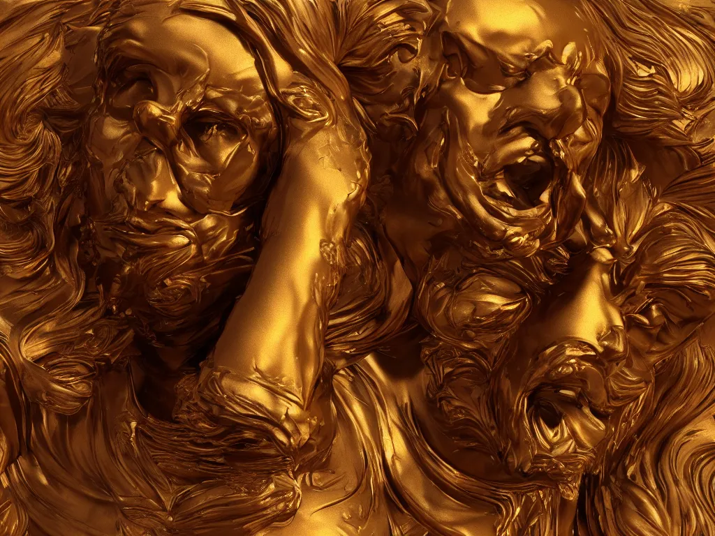 Prompt: golden art by Zbrush