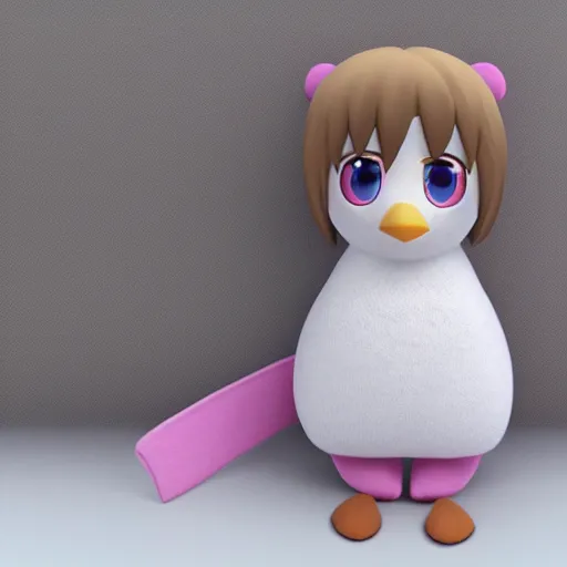Image similar to a cute fumo plush of a penguin girl, vray