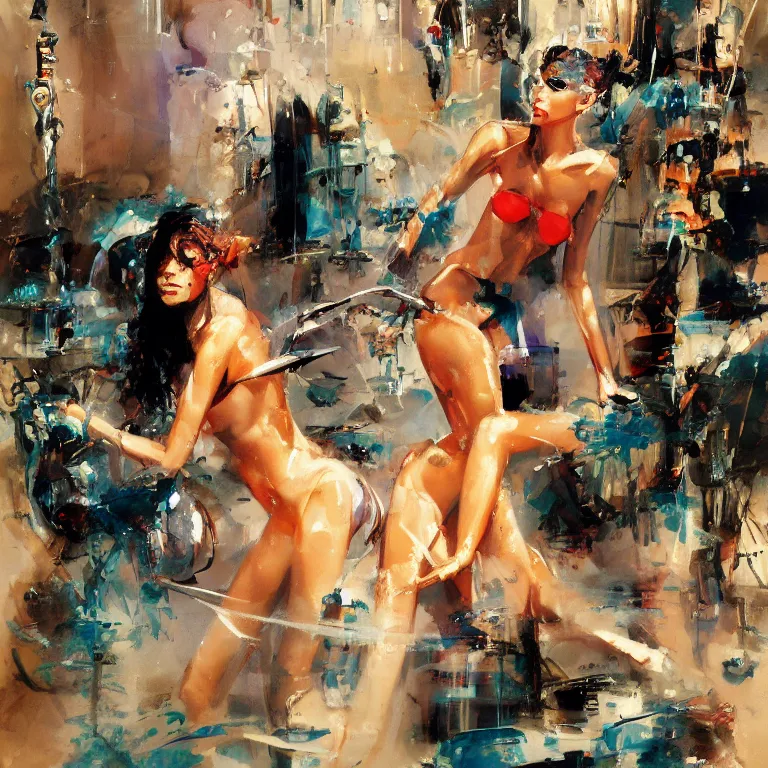 Image similar to hookah smoking nymphs, androgynous, sharp focus, neotenous by john berkey