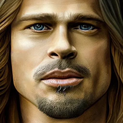 Prompt: majestic humble long brown haired beardless slick brad pitt as vampire louis du point du lac portrait, luxurious indoor setting, atmospheric lighting, painted, voluptuous, menacing, intricate, volumetric lighting, rich deep colours masterpiece, sharp focus, ultra detailed, by leesha hannigan, ross tran, thierry doizon, kai carpenter, ignacio fernandez rios