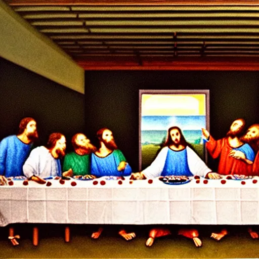 Prompt: the last supper with undeads instead of humans