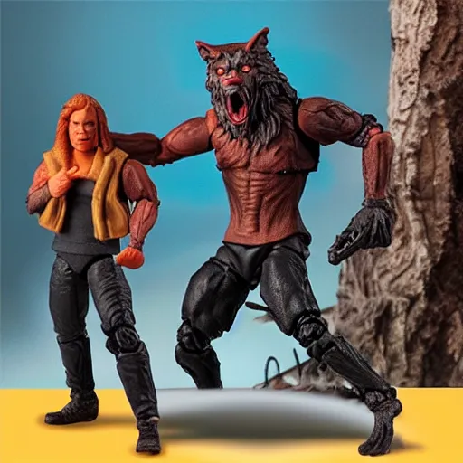 Prompt: werewolf action figure