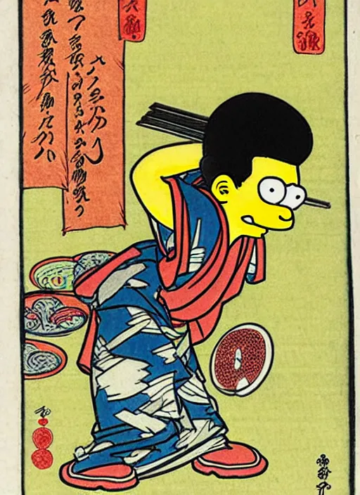 Image similar to bart simpson as a yokai illustrated by kawanabe kyosai and toriyama sekien