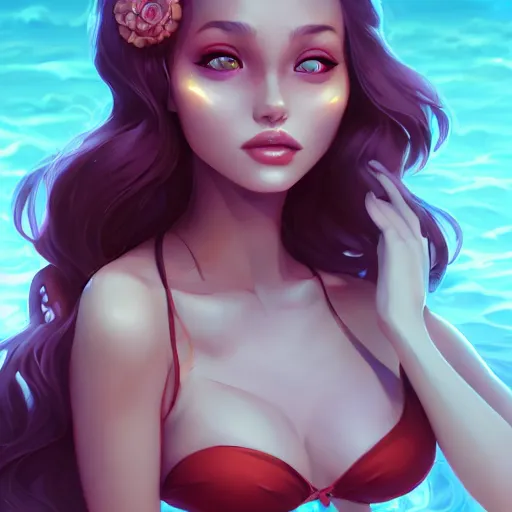 Image similar to a portrait of a beautiful bikini model, art by lois van baarle and loish and ross tran and rossdraws and sam yang and samdoesarts and artgerm, digital art, highly detailed, intricate, sharp focus, Trending on Artstation HQ, deviantart, unreal engine 5, 4K UHD image