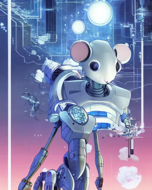 Prompt: a rat as a robot, cybernetic enhancements, art by makoto shinkai and alan bean, yukito kishiro