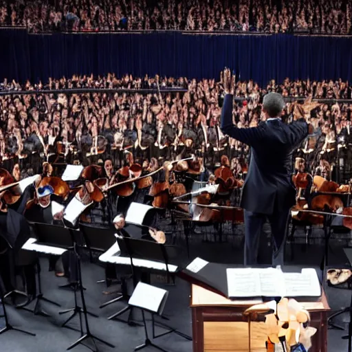 Prompt: Barack Obama conducting a symphony, 4K resolution