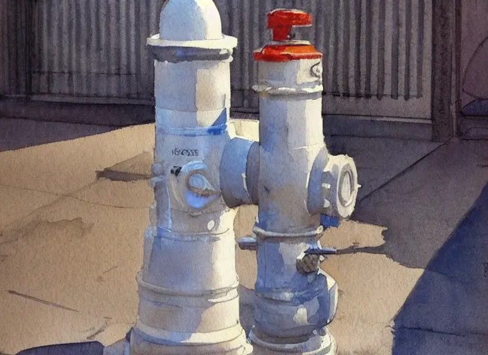 Image similar to concept art of a hydrant, pinterest, artstation trending, behance, watercolor, by coby whitmore, silver, laser light,