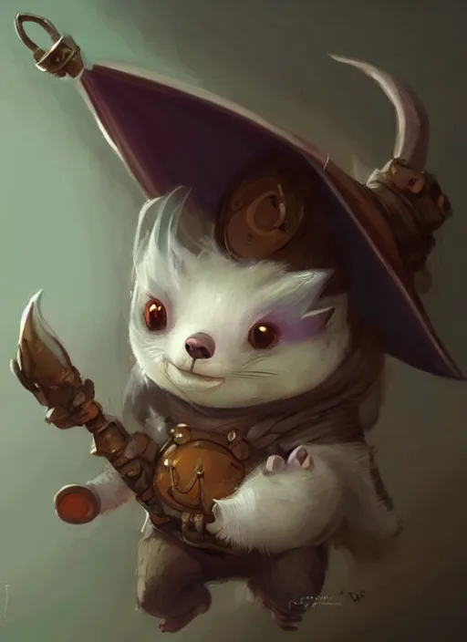 Image similar to cute little anthropomorphic oppossum wizard, tiny, small, baby animal, short, cute and adorable, pretty, beautiful, DnD character art portrait, matte fantasy painting, DeviantArt Artstation, by Jason Felix by Steve Argyle by Tyler Jacobson by Peter Mohrbacher, cinematic lighting