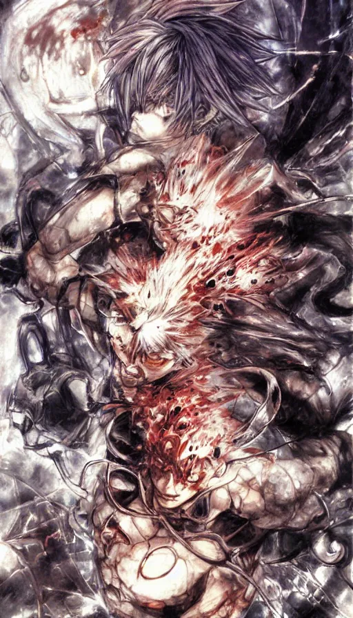 Image similar to rage, by yoshitaka amano,