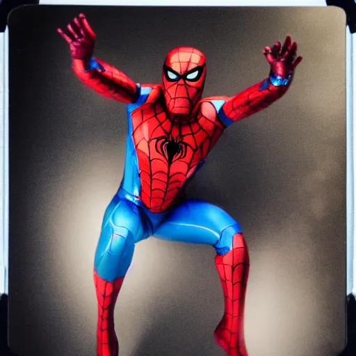 Image similar to a single iron man and spider - man hybrid, dslr, polaroid