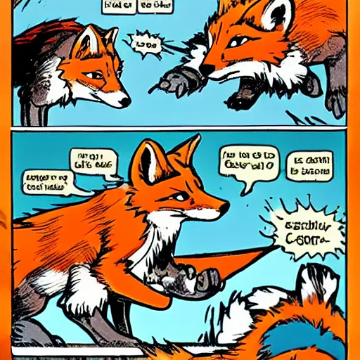 Image similar to foxes are fighting comic