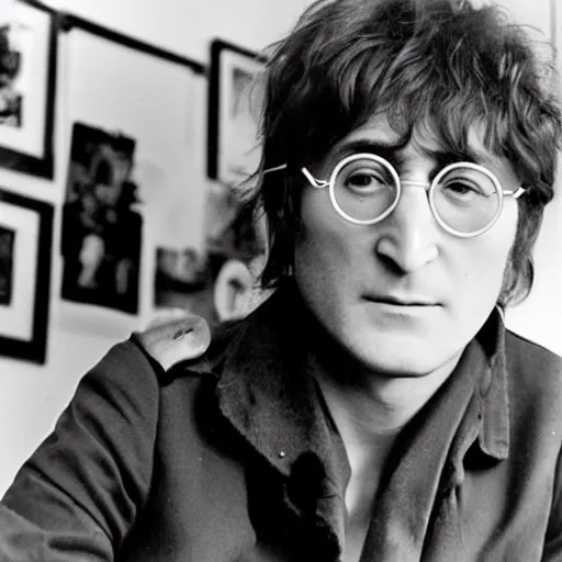 Prompt: John Lennon using open-source models to create art.
