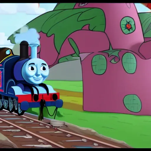 Image similar to thomas the tank engine in a my little pony episode