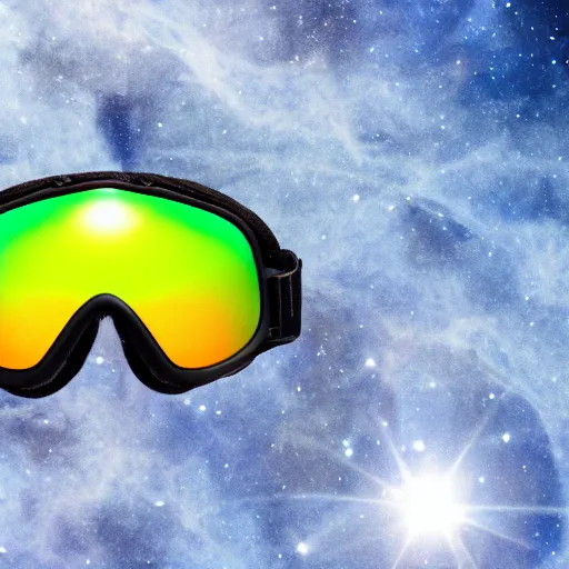 Prompt: ski goggles floating in a galaxy