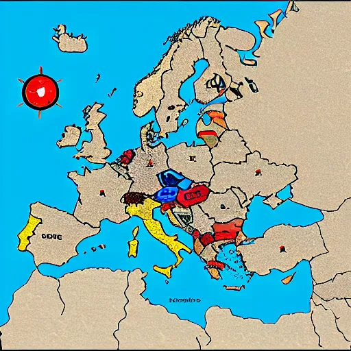 Image similar to map of europe showing the exports of each country as a realistic picture