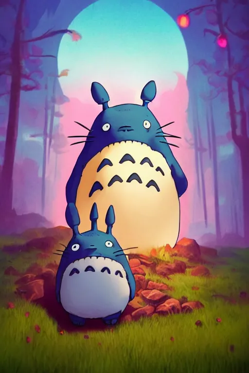 colorful full body shot of a cute totoro, trending on | Stable ...