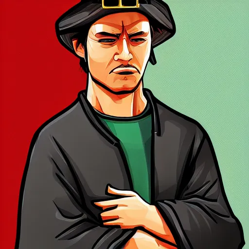 Image similar to gta chinatown wars art style draw on christopher columbus portrait, hyperrealistic, rgba colors, remove duplicate content, justify contents center.