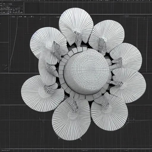 Image similar to big robotic flower, 3 d render, octane engine