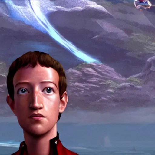 Prompt: a screenshot of mark zuckerberg in the tv show avatar the last airbender