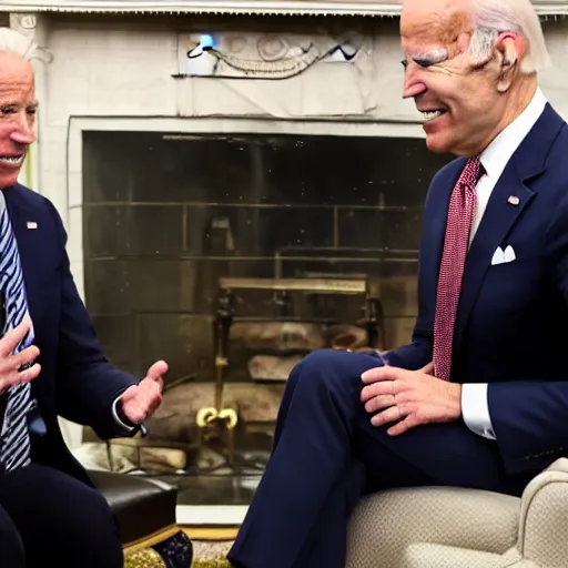 Prompt: joe biden meeting with conor mcgregor in the oval office