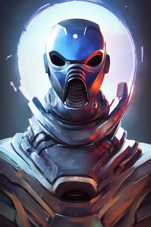 Image similar to epic mask helmet robot ninja portrait stylized as fornite style game design fanart by concept artist gervasio canda, behance hd by jesper ejsing, by rhads, makoto shinkai and lois van baarle, ilya kuvshinov, rossdraws global illumination radiating a glowing aura global illumination ray tracing hdr render in unreal engine 5