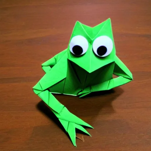 Image similar to kermit the frog as origami