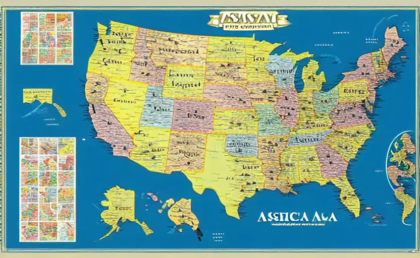 Image similar to aspics of america map, map key, tourist map, brochure, hd, detailed