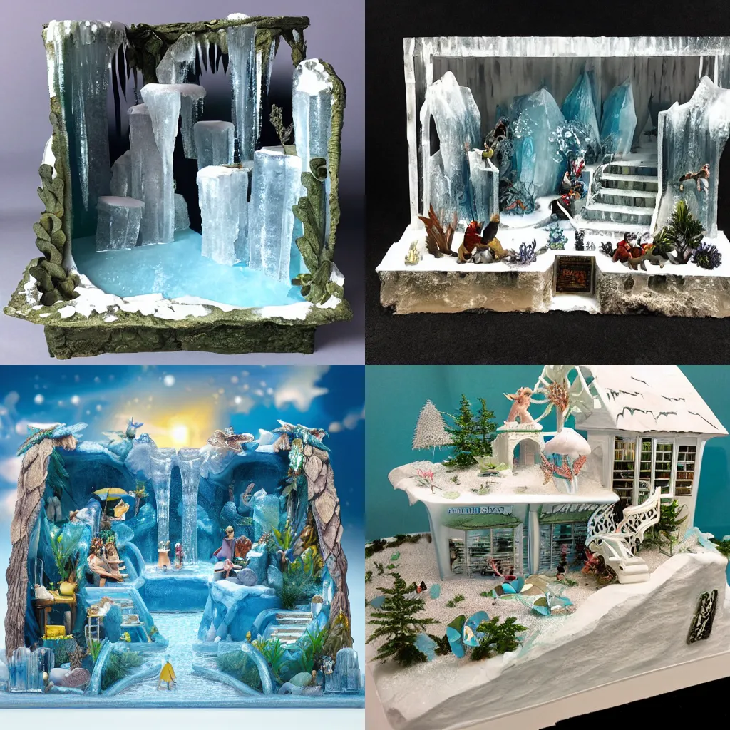 Prompt: ice paradise diorama
