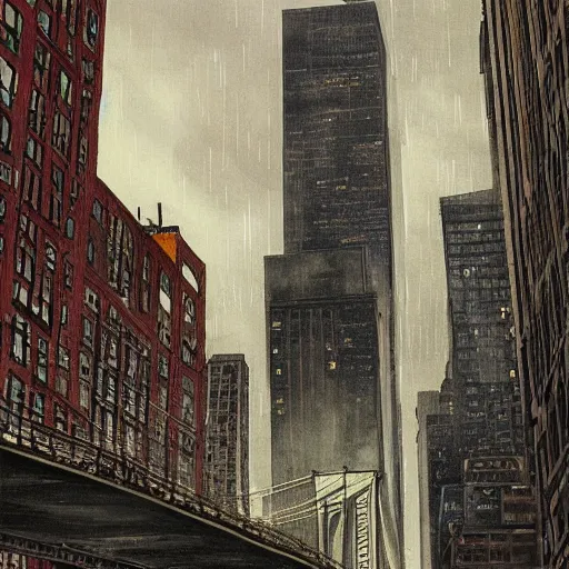 Prompt: new york city underneath a bad thunder storm, highly detailed, mega detailed,