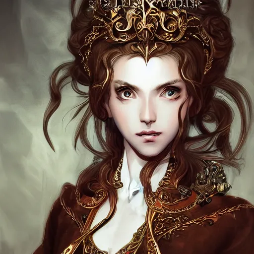 Prompt: portrait of a queen, baroque style, elegant, beautiful, mesmerizing, concept art, fancy clothing, highly detailed, artstation, behance, deviantart, inspired by innocent manga, inspired by castlevania concept art, trending, ayami kojima, shinichi sakamoto