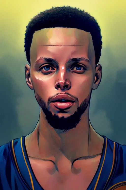 Image similar to stephen curry, manga cover art, detailed color portrait, artstation trending, 8 k, greg rutkowski