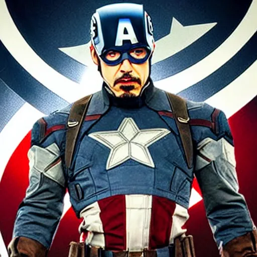 Image similar to robert downey jr. as captain america