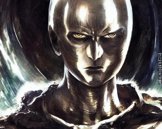 Image similar to one punch man by h. r. giger and greg rutkowski - elden ring